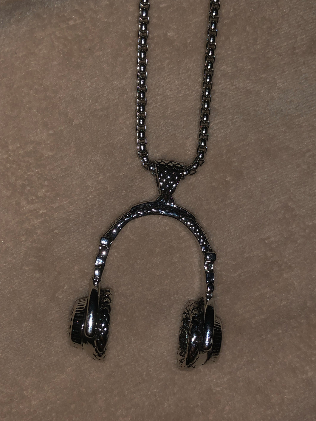 DJ Music Headphone Sterling Silver Necklace