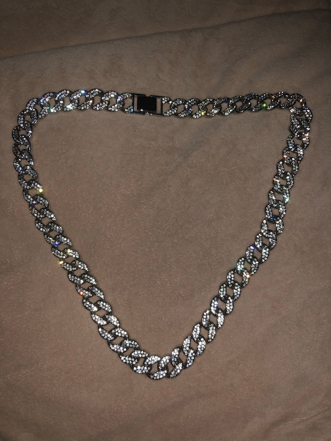 Cuban Link Long Choker Silver Necklace